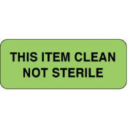 PDC Healthcare - 59705725 - Pre-printed Label Pdc Advisory Label Green Paper This Item Clean/not Sterile Black Alert Label 7/8 X 2-1/4 Inch