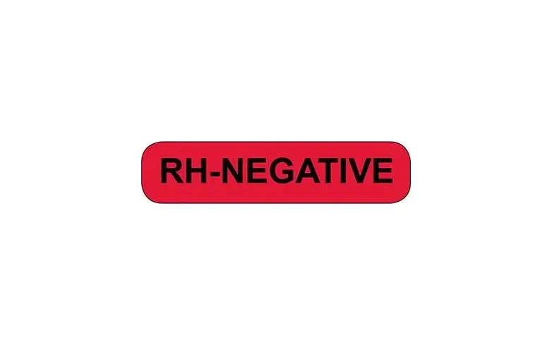 Health Care - L01-27096 - Pre-Printed Label Laboratory Use Red Paper RH-Negative Black 3/8 X 1-5/8 Inch