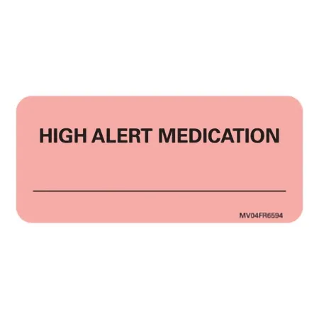 PDC Healthcare - MedVision - MV04FR6594 - Pre-printed Label Medvision Advisory Label Flourescent Red Paper High Alert Medication Black Alert Label 1 X 2-1/4 Inch