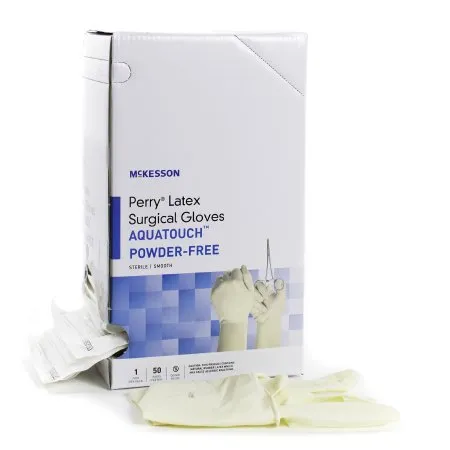 McKesson - 20-1285N - Perry Performance Plus AquaTouch Surgical Glove Perry Performance Plus AquaTouch Size 8.5 Sterile Latex Standard Cuff Length Smooth Cream Not Chemo Approved