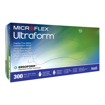 Microflex Medical - Ultraform - UF-524-ML - Exam Glove Ultraform Medium / Large NonSterile Nitrile Standard Cuff Length Textured Fingertips Blue Not Rated