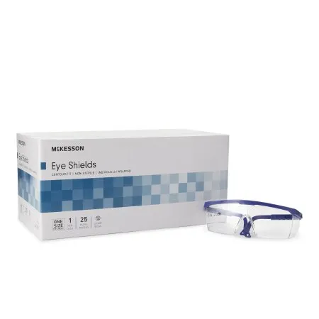 McKesson - 16-2291 - Brand Protective Glasses Brand Side Shield Clear Tint Blue / Clear Frame Over Ear One Size Fits Most
