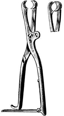 Sklar - 40-2830 - Bone Holding Forceps Sklar Lambotte 10-1/2 Inch Length OR Grade Stainless Steel NonSterile Ratchet Lock Plier Handle Straight Double Articulated Serrated Jaws