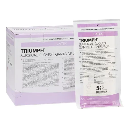Medline - Triumph - MSG2255 - Surgical Glove Triumph Size 5.5 Sterile Latex Standard Cuff Length Smooth White Not Chemo Approved