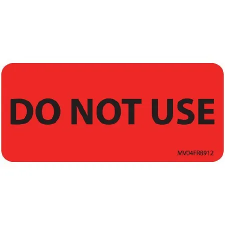 Precision Dynamics - MedVision - MV04FR8912 - Pre-printed Label Medvision Auxiliary Label Fluorescent Red Paper Do Not Use Black Safety And Instructional 1 X 2-1/4 Inch