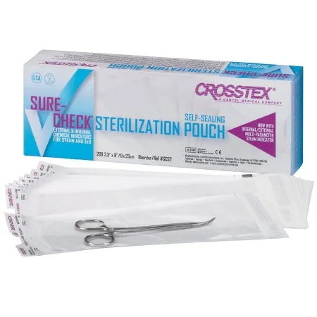 Crosstex - Sure-Check - SCS2-MOORE - Sterilization Pouch Sure-Check Ethylene Oxide (EO) Gas / Steam 3-1/2 X 9 Inch Transparent Self Seal Paper / Film