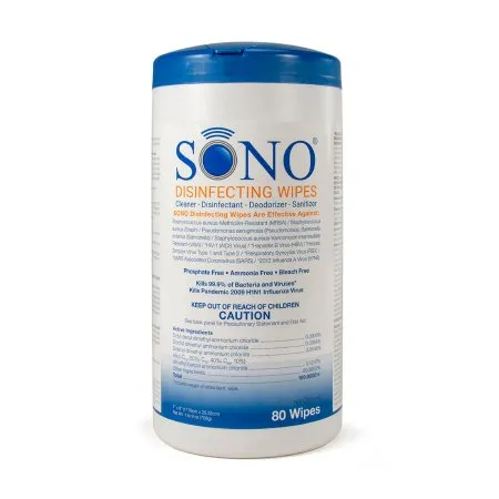 Advanced Ultrasound Solutions - Sono - SONO4032 -   Surface Disinfectant Cleaner Premoistened Manual Pull Wipe 80 Count Canister Scented NonSterile