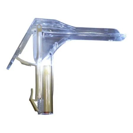 Medgyn Products - 020225 - Vaginal Speculum Medgyn Graves-pederson Nonsterile Office Grade Polystyrene Small Double Blade Duckbill Disposable Built-in Light Source