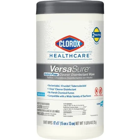 Clorox - 31758 - Healthcare VersaSure Healthcare VersaSure Surface Disinfectant Cleaner Premoistened Quaternary Based Manual Pull Wipe 150 Count Canister Scented NonSterile