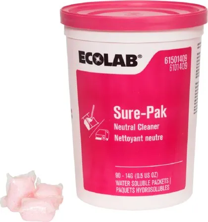 EcoLab - 6101409 - Ecolab Sure-pak Surface Disinfectant Cleaner Acid Based Dissolving Water Soluble Packet 180 Count Canister Scented Nonsterile