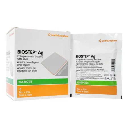 Smith & Nephew - 66800126 - Biostep Ag Silver Collagen Dressing Biostep Ag 2 X 2 Inch Square Sterile