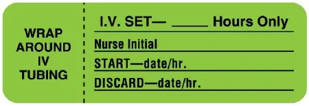 United Ad Label - UAL - ULIV406 - Pre-printed Label Ual Anesthesia Label Green Paper Iv Set_hours Only Black Syringe Label 1 X 3 Inch