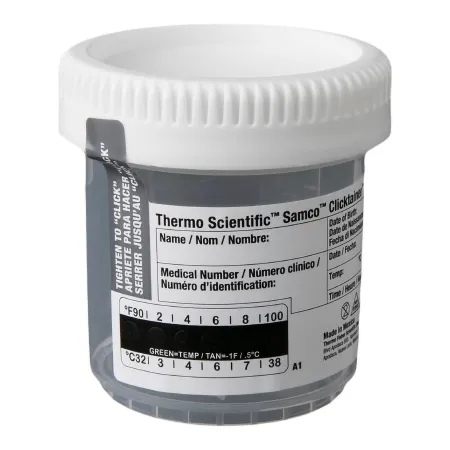 Thermo Scientific Nalge - Samco Clicktainer - 90wht53-2001 - Specimen Container With Temperature Strip Samco Clicktainer 53 Mm Opening 90 Ml (3 Oz.) Screw Cap Patient Information Nonsterile