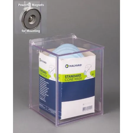 Poltex - CONMSK-M - Cone Mask Dispenser Magnetic Mount Clear 5-1/2 X 5-1/2 X 7 Inch PETG Plastic