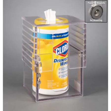 Poltex - MINMAX59-M - Lockable Wipe Tub Holder Poltex Clear Acrylic Manual Wipe Canister / Glove Box / Hand Sanitizer Bottle/mask Box Magnet Mount