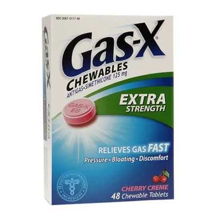 Glaxo Smith Kline - Gas-X - 00067011748 - Gas Relief Gas-X 125 mg Strength Chewable Tablet 48 per Bottle