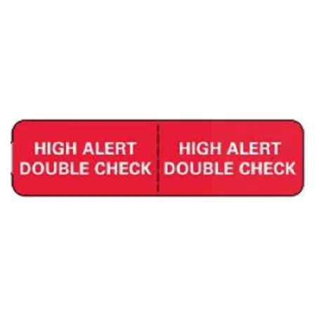 United Ad Label - UAL - ULPF121 - Pre-printed Label Ual Warning Label Red Paper High Alert Double Check White Warning Label 3/4 X 3-7/8 Inch