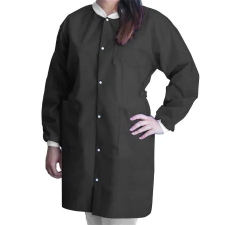 Dukal - FitMe - UGC-6600-L - Lab Coat Fitme Black Large Knee Length 3-layer Sms Disposable