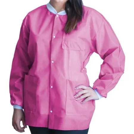 Dukal - FitMe - UGC-6609-M - Lab Coat Fitme Raspberry Pink Medium Knee Length 3-layer Sms Disposable