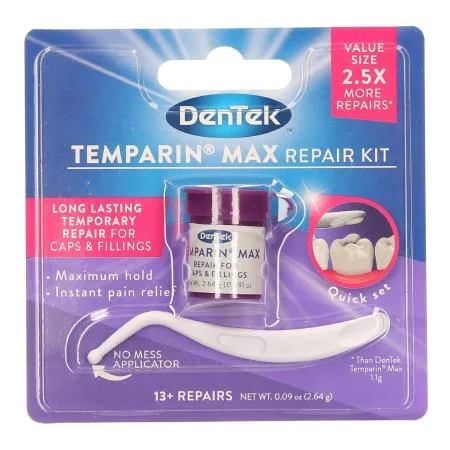 Med Tech Products - DenTek Temparin Max - 04770100123 - Temporary Cap And Filling Repair Dentek Temparin Max For Fillings, Crowns, Inlays