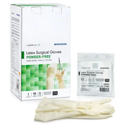 Confiderm LT - 14-31085 - Surgical Glove Confiderm Lt Size 8.5 Sterile Latex Standard Cuff Length Fully Textured Ivory Chemo Tested
