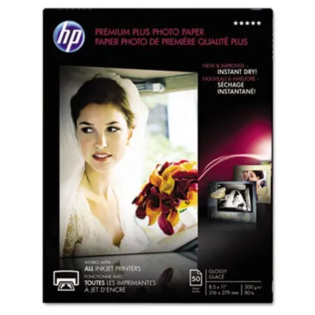 HP - HEW-CR664A - Premium Plus Photo Paper, 11.5 Mil, 8.5 X 11, Glossy White, 50/pack