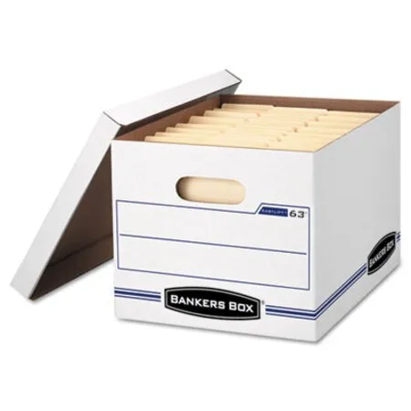 Bankers Box - FEL-0006301 - Easylift Basic-duty Strength Storage Boxes, Letter Files, 12.75 X 13.25 X 10.5, White/blue, 12/carton