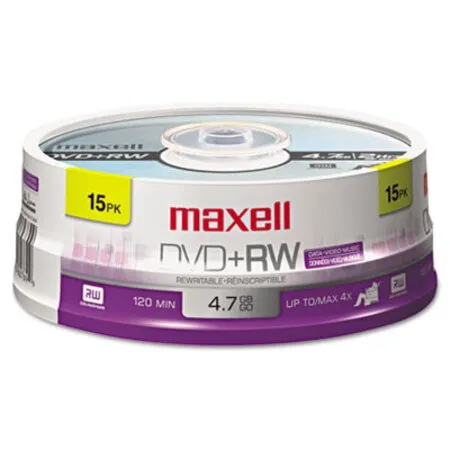 Verbatim - Yes - MAX-634046 - Dvd+rw Rewritable Disc, 4.7 Gb, 4x, Spindle, Silver, 15/pack
