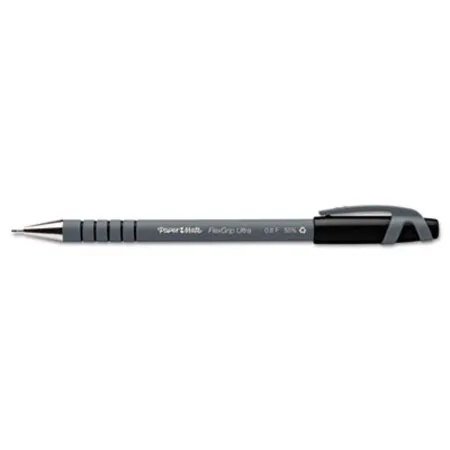 Paper Mate - FlexGrip Ultra Recycled - PAP-9680131 - Flexgrip Ultra Recycled Ballpoint Pen, Stick, Fine 0.8 Mm, Black Ink, Gray Barrel, Dozen