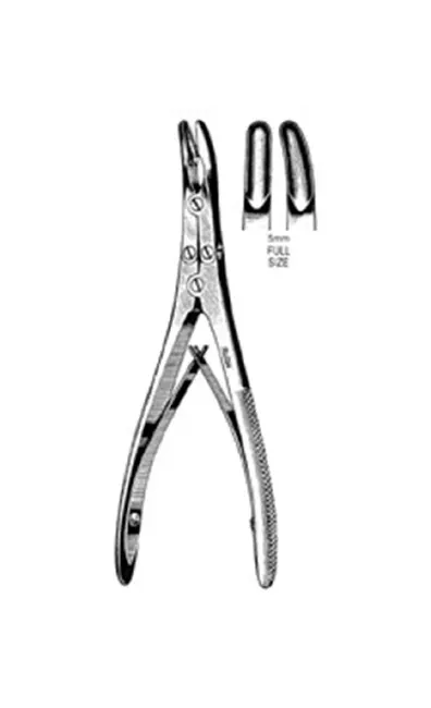 Integra Lifesciences - 19-852 - Bone Rongeur Ruskin Curved Double Action, Double Spring Plier Type Handle 5 Mm Bite, 7-1/4 Inch L