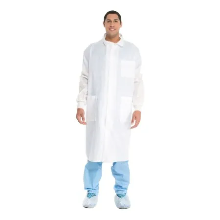 O & M Halyard - 10042 - O&M Halyard Lab Coat White Large Knee Length Disposable