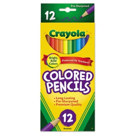 Crayola - CYO-684012 - Long-length Colored Pencil Set, 3.3 Mm, 2b, Assorted Lead And Barrel Colors, Dozen