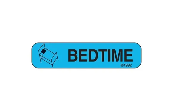 Health Care Logistics - Indeed - 2121 - Pre-printed Label Indeed Auxiliary Label Blue Paper Bedtime Black Safety And Instructional 3/8 X 1-5/8 Inch