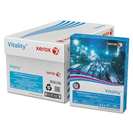 xerox - XER-3R06296 - Vitality 30% Recycled Multipurpose Paper, 92 Bright, 20 Lb Bond Weight, 8.5 X 11, White, 500/ream