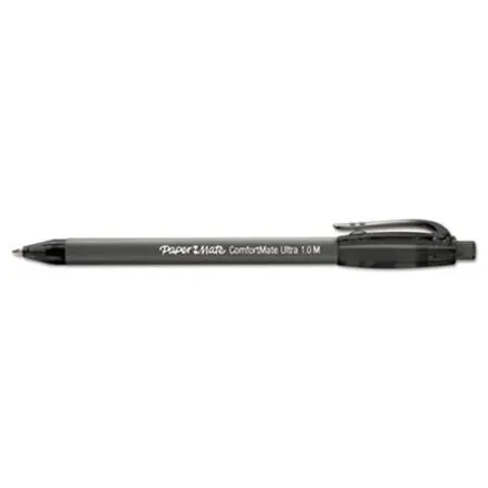 Paper Mate - ComfortMate Ultra - PAP-6380187 - Comfortmate Ultra Ballpoint Pen, Retractable, Fine 0.8 Mm, Black Ink, Black Barrel, Dozen