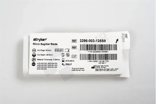 Stryker - 2296-003-125s9 - Stryker Micro Sagittal Blade Cut Edge 9.2mm Cut Depth 39mm