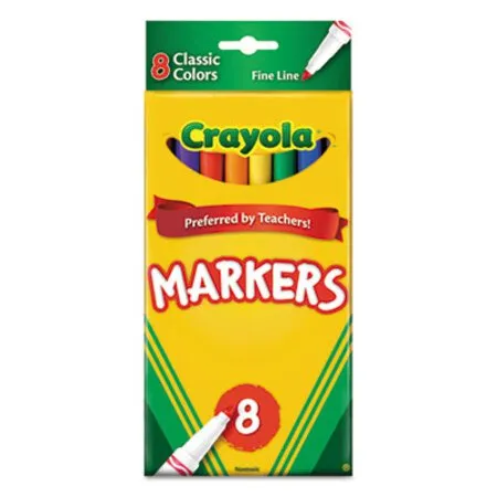 Crayola - CYO-587709 - Non-washable Marker, Fine Bullet Tip, Assorted Classic Colors, 8/pack