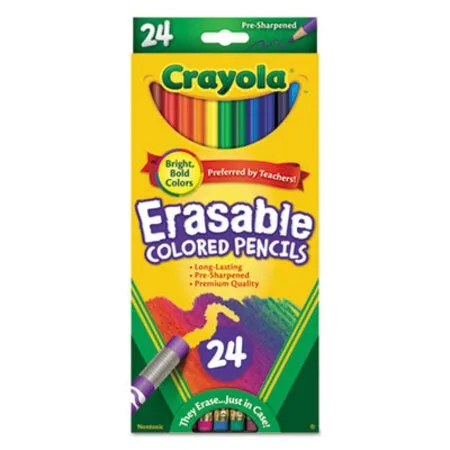 Crayola - CYO-682424 - Erasable Color Pencil Set, 3.3 Mm, 2b, Assorted Lead And Barrel Colors, 24/pack