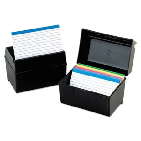 Oxford - OXF-01351 - Plastic Index Card File, Holds 300 3 X 5 Cards, 5.63 X 3.63 X 3.63, Black