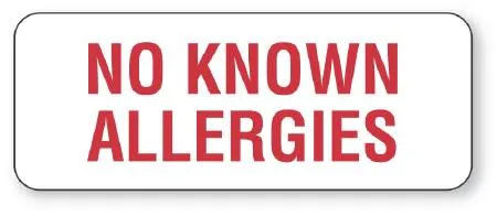 United Ad Label - UAL - ULHN279 - Pre-printed Label Ual Allergy Alert White Paper No Known Allergies Red Alert Label 7/8 X 2-1/4 Inch