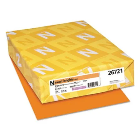 Neenah Paper - WAU-26721 - Exact Brights Paper, 20 Lb Bond Weight, 8.5 X 11, Bright Orange, 500/ream