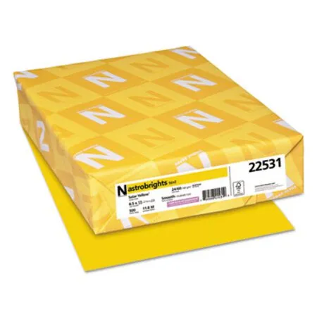 Astrobrights - WAU-22531 - Color Paper, 24 Lb Bond Weight, 8.5 X 11, Solar Yellow, 500/ream