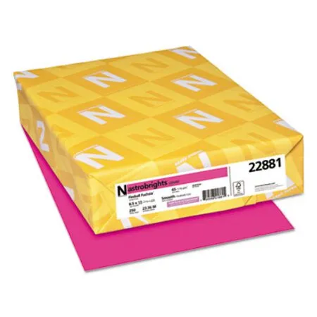 Astrobrights - WAU-22881 - Color Cardstock, 65 Lb Cover Weight, 8.5 X 11, Fireball Fuchsia, 250/pack