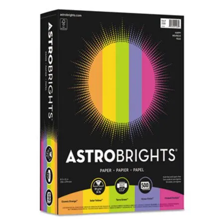Astrobrights - WAU-21289 - Color Paper - happy Assortment, 24 Lb Bond Weight, 8.5 X 11, Assorted Happy Colors, 500/ream
