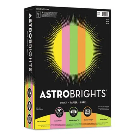 Astrobrights - WAU-20270 - Color Paper - neon Assortment, 24 Lb Bond Weight, 8.5 X 11, Assorted Neon Colors, 500/ream