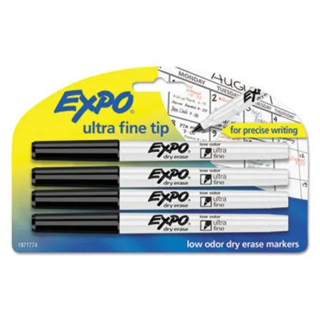 EXPO - SAN-1871774 - Low-odor Dry-erase Marker, Extra-fine Bullet Tip, Black, 4/pack