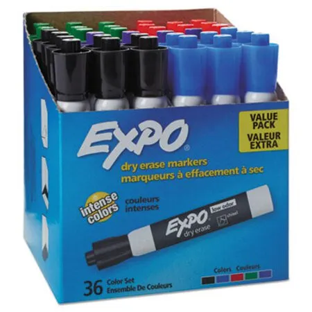 EXPO - SAN-1921061 - Low-odor Dry-erase Marker Value Pack, Broad Chisel Tip, Assorted Colors, 36/box