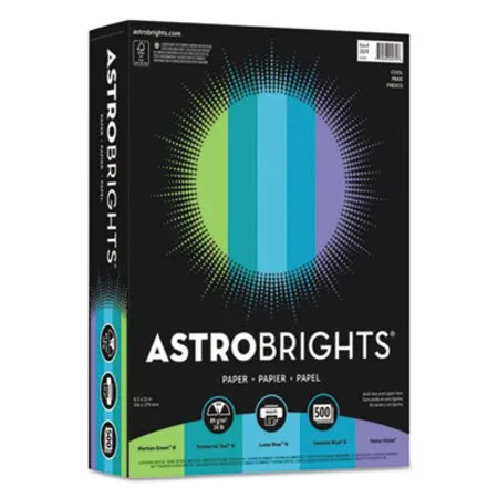 Astrobrights - WAU-20274 - Color Paper - cool Assortment, 24 Lb Bond Weight, 8.5 X 11, Assorted Cool Colors, 500/ream