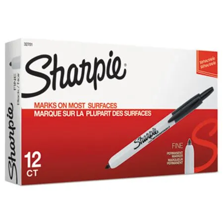 Sharpie - SAN-32701 - Retractable Permanent Marker, Fine Bullet Tip, Black