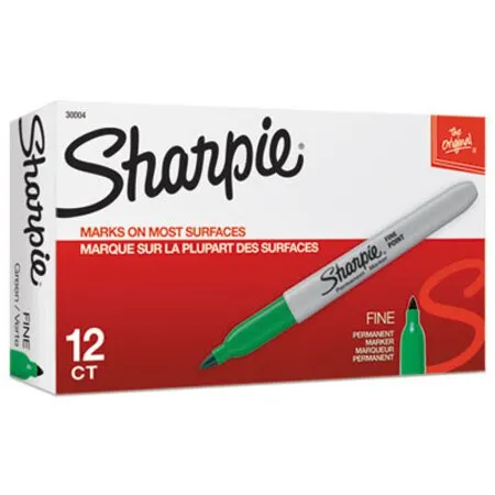 Sharpie - SAN-30004 - Fine Bullet Tip Permanent Marker, Green, Dozen
